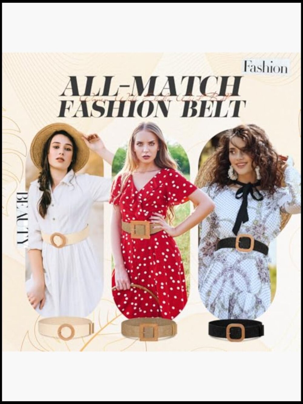 Straw Woven Elastic Waist Belt Bohemian Dress Braided Belt Vintage Buckle 3 Pack - Picture 4 of 7